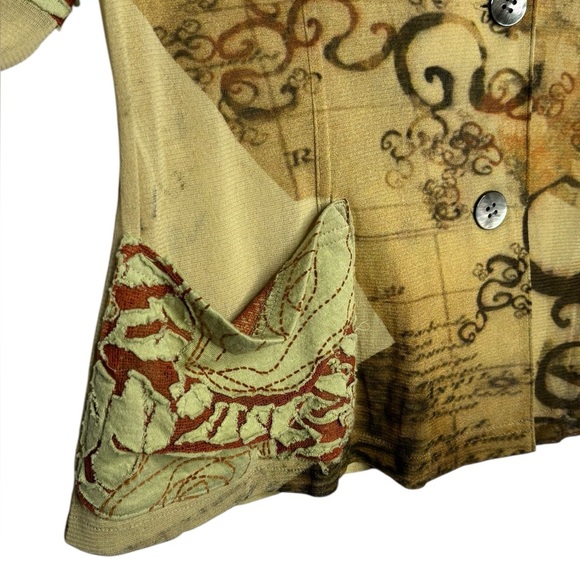 VTG Y2K Art to Wear Sheer Multi Print Button Front Top Size Large - Picture 3 of 13